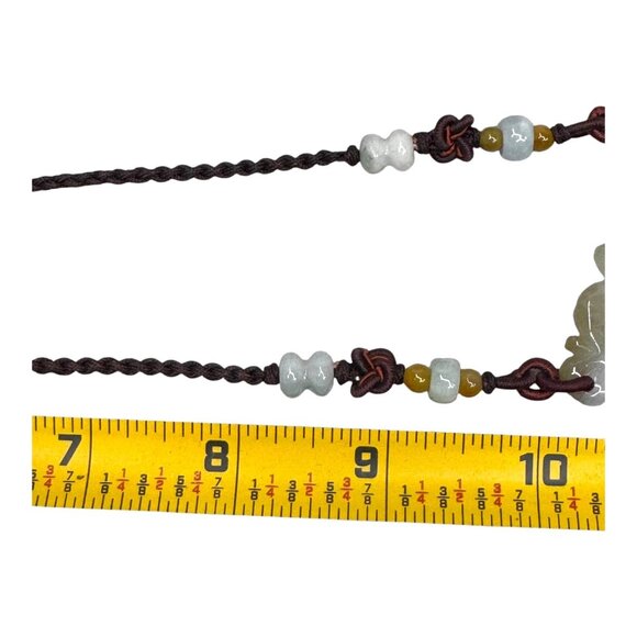 Artisan Jade Lotus Pendant Necklace Handcrafted Braided Knotted Silk Cord 22" - Picture 4 of 6